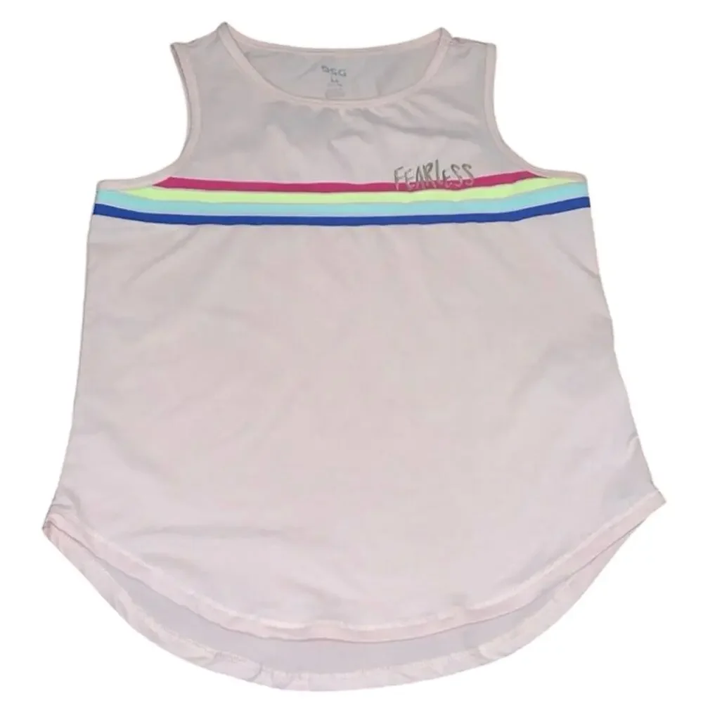 DSG Girls' Pink Fearless Rainbow Stripe Athletic Tank Top